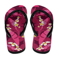 Pink Banana Leaf Hawaii Flip Flops Lau Maia Plumeria Tropical Summer Vibes LT14 - Polynesian Pride