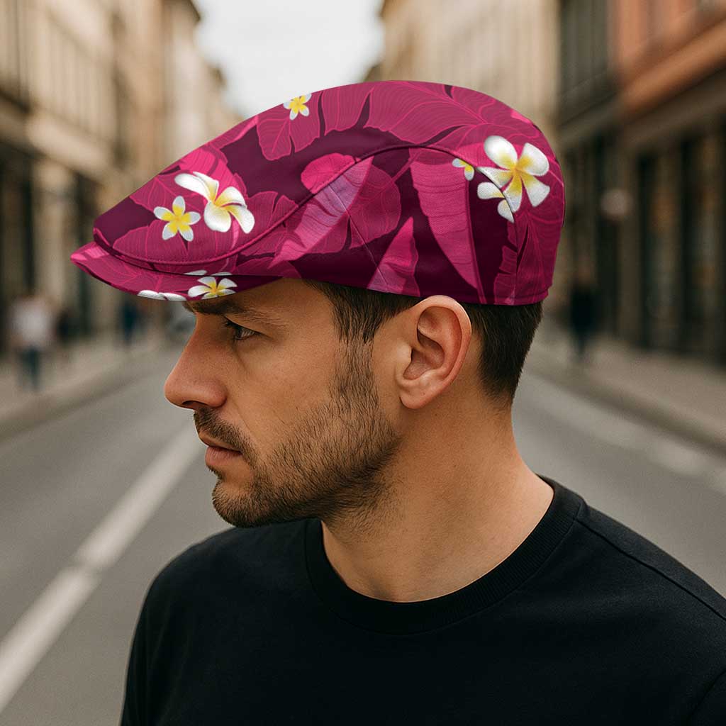 Pink Banana Leaf Hawaii Jeff Hat Lau Maia Plumeria Tropical Summer Vibes LT14 - Polynesian Pride