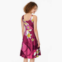 Pink Banana Leaf Hawaii Midi Dress Lau Maia Plumeria Tropical Summer Vibes LT14 - Polynesian Pride