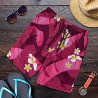 Pink Banana Leaf Hawaii Shorts for Men Lau Maia Plumeria Tropical Summer Vibes LT14 Pink - Polynesian Pride