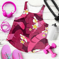 Pink Banana Leaf Hawaii Women Racerback Tank Lau Maia Plumeria Tropical Summer Vibes LT14 Pink - Polynesian Pride