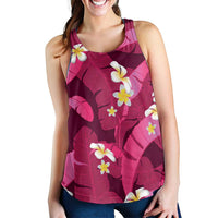 Pink Banana Leaf Hawaii Women Racerback Tank Lau Maia Plumeria Tropical Summer Vibes LT14 - Polynesian Pride