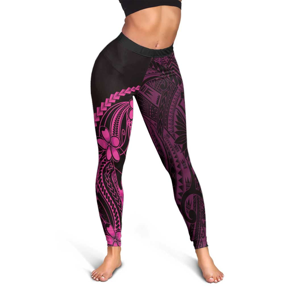 Pink Black Aloha Hawaii Leggings Polynesian Shark Tattoo With Plumeria LT14 - Polynesian Pride