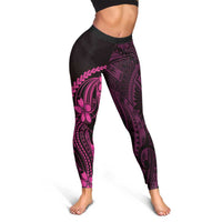 Pink Black Aloha Hawaii Leggings Polynesian Shark Tattoo With Plumeria LT14 - Polynesian Pride