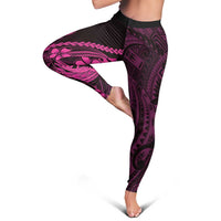Pink Black Aloha Hawaii Leggings Polynesian Shark Tattoo With Plumeria LT14 - Polynesian Pride