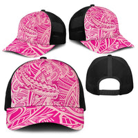 Pink Gradient Polynesia Baseball Net Cap Hawaiian Tribal Hammerhead Shark Tattoo - Polynesian Pride