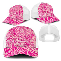 Pink Gradient Polynesia Mesh Trucker Cap Hawaiian Tribal Hammerhead Shark Tattoo - Polynesian Pride