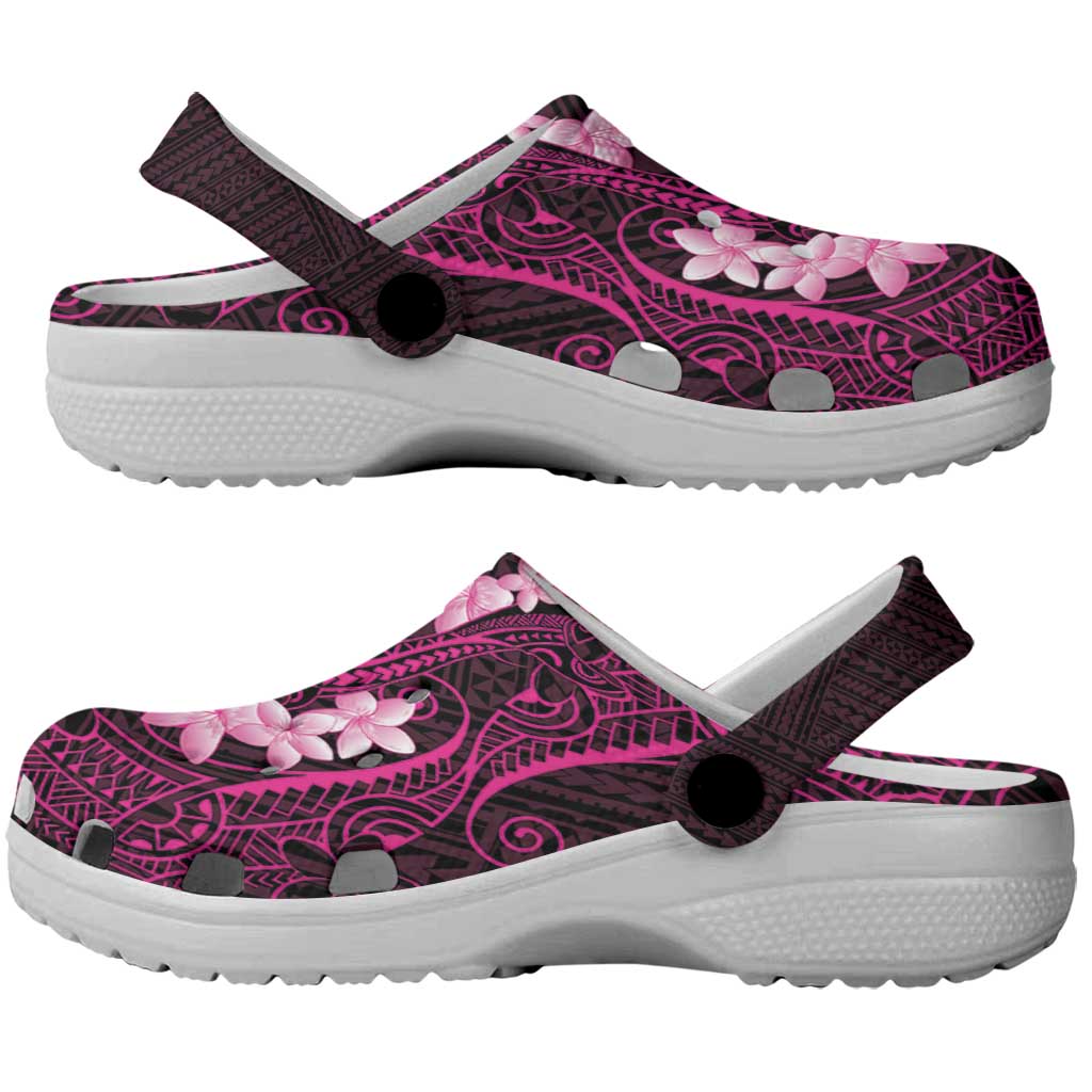 Pink Hawaii Clogs Shoes Hammerhead Shark Tattoo Curve Polynesian - Polynesian Pride