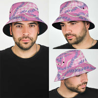 Pink Hawaii Palaka Honohono Pikake Bucket Hat Hawaiian Orchid Lei Polynesian Pattern - Polynesian Pride