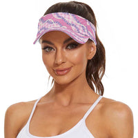 Pink Hawaii Palaka Honohono Pikake Sun Visor Cap Hawaiian Orchid Lei Polynesian Pattern