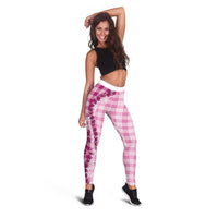 Pink Hawaii Palaka Leggings Hawaiian Honohono Lei