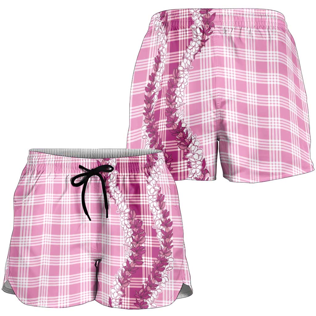 Pink Hawaii Palaka Shorts for Women Hawaiian Honohono Lei