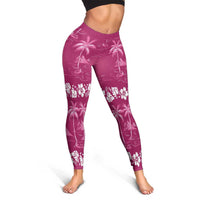 Pink Hawaii Palm Tree Hibiscus Leggings Fantasy Summer Vibe LT01 - Polynesian Pride