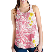 Pink Hawaii Shark Tattoo Women Racerback Tank Puakenikeni Lei Plumeria Polynesian Pattern