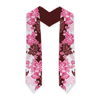 Pink Hibiscus Plumeria Floral Graduation Stole