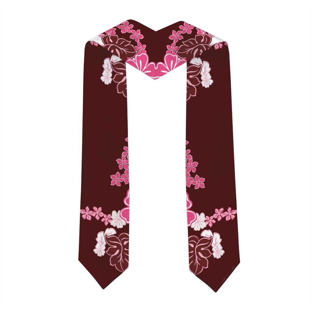 Pink Hibiscus Plumeria Floral Graduation Stole