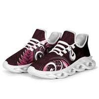 Pink New Zealand Clunky Sneakers Aotearoa Silver Fern With Manaia Maori Unique