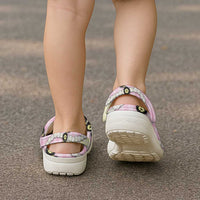 Pink Palaka Hawaii Clogs Shoes Kukui Nut Pikake Lei Hawaiian Tapa Pattern - Polynesian Pride