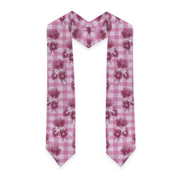 Pink Palaka Hawaii Graduation Stole Hawaiian Lehua Blossoms