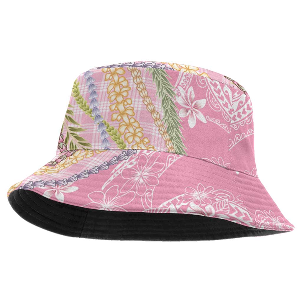 Pink Palaka Hawaii Leis Bucket Hat Hawaiian-plaid Elegant Tropical Vibes - Polynesian Pride