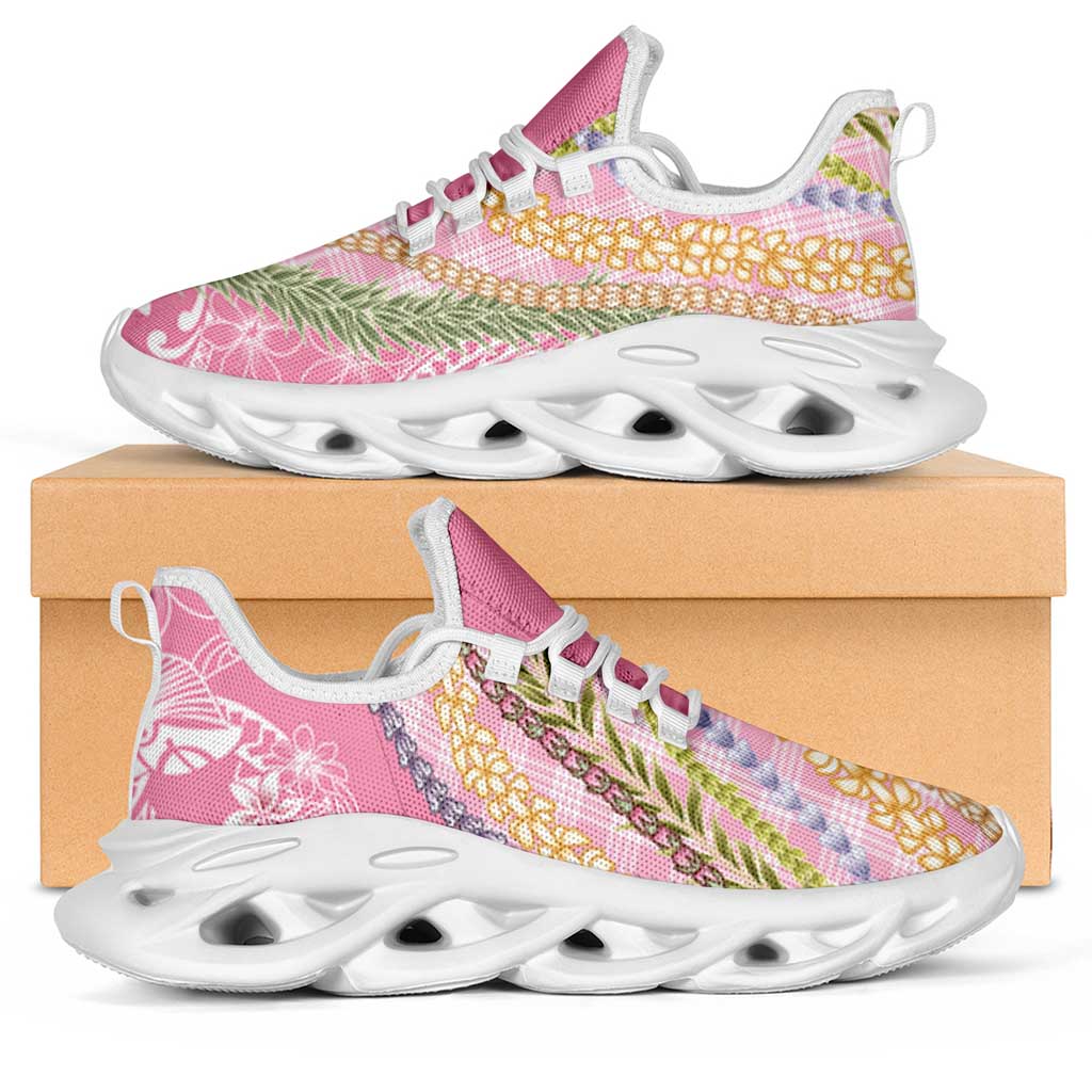 Pink Palaka Hawaii Leis Clunky Sneakers Hawaiian-plaid Elegant Tropical Vibes