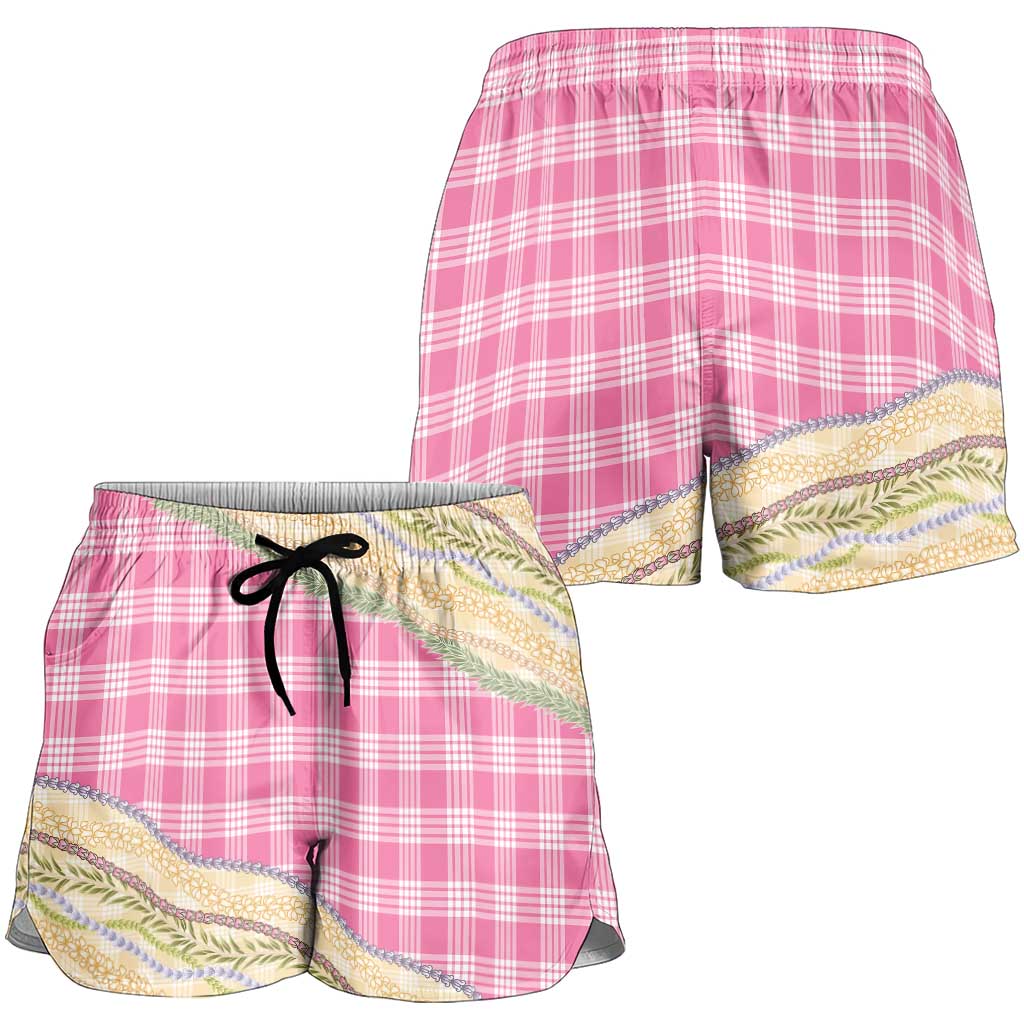 Pink Palaka Hawaii Leis Elegant Vibes Shorts for Women