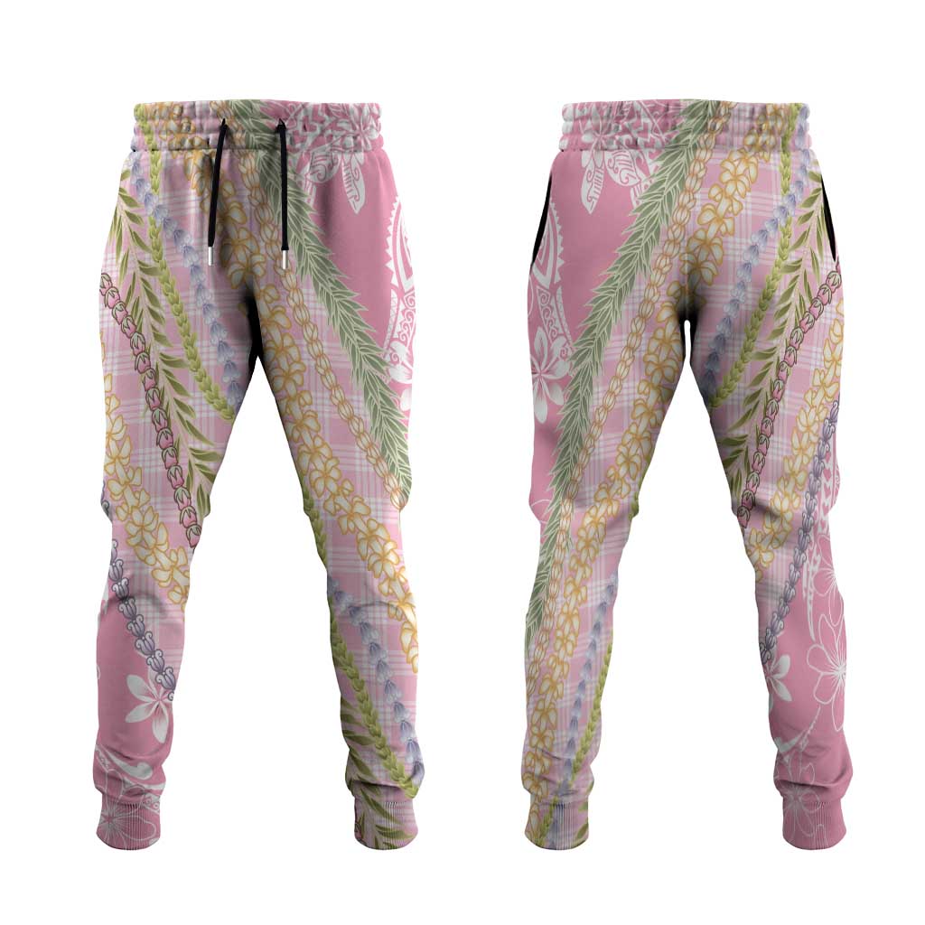 Pink Palaka Hawaii Leis Jogger Pants Hawaiian-plaid Elegant Tropical Vibes - Polynesian Pride