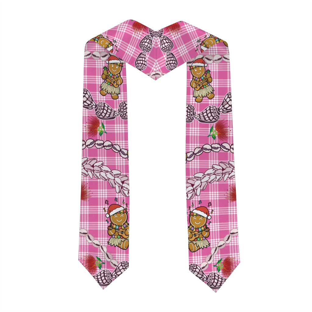 Pink Palaka Hawaii Mele Kalikimaka Graduation Stole Ohia Lehua Shell Leis Funny Gingerbread Santa - Polynesian Pride