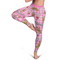 Pink Palaka Hawaii Mele Kalikimaka Leggings Ohia Lehua Shell Leis Funny Gingerbread Santa LT14 - Polynesian Pride