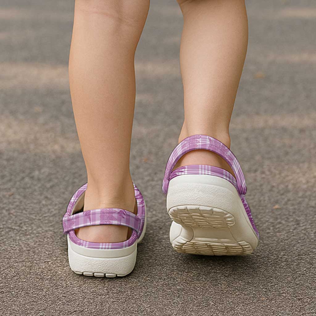 Pink Palaka Hawaii Palapalai Clogs Shoes Hawaiian Fern