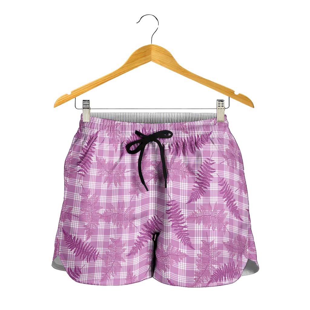 Pink Palaka Hawaii Palapalai Shorts for Women Hawaiian Fern