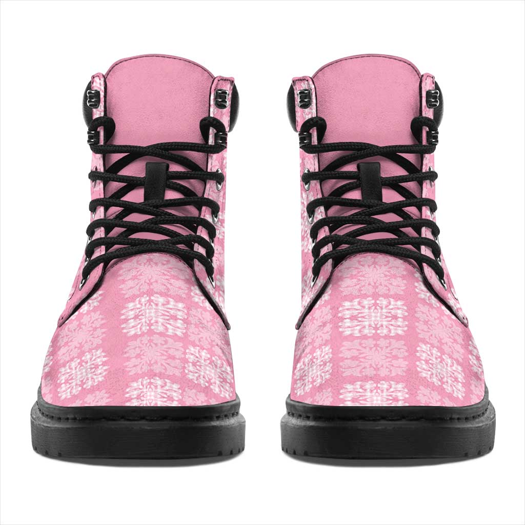 Pink Palaka Quilt Hawaii All Season Boots Traditional Hawaii-plaid Pattern LT14 - Polynesian Pride