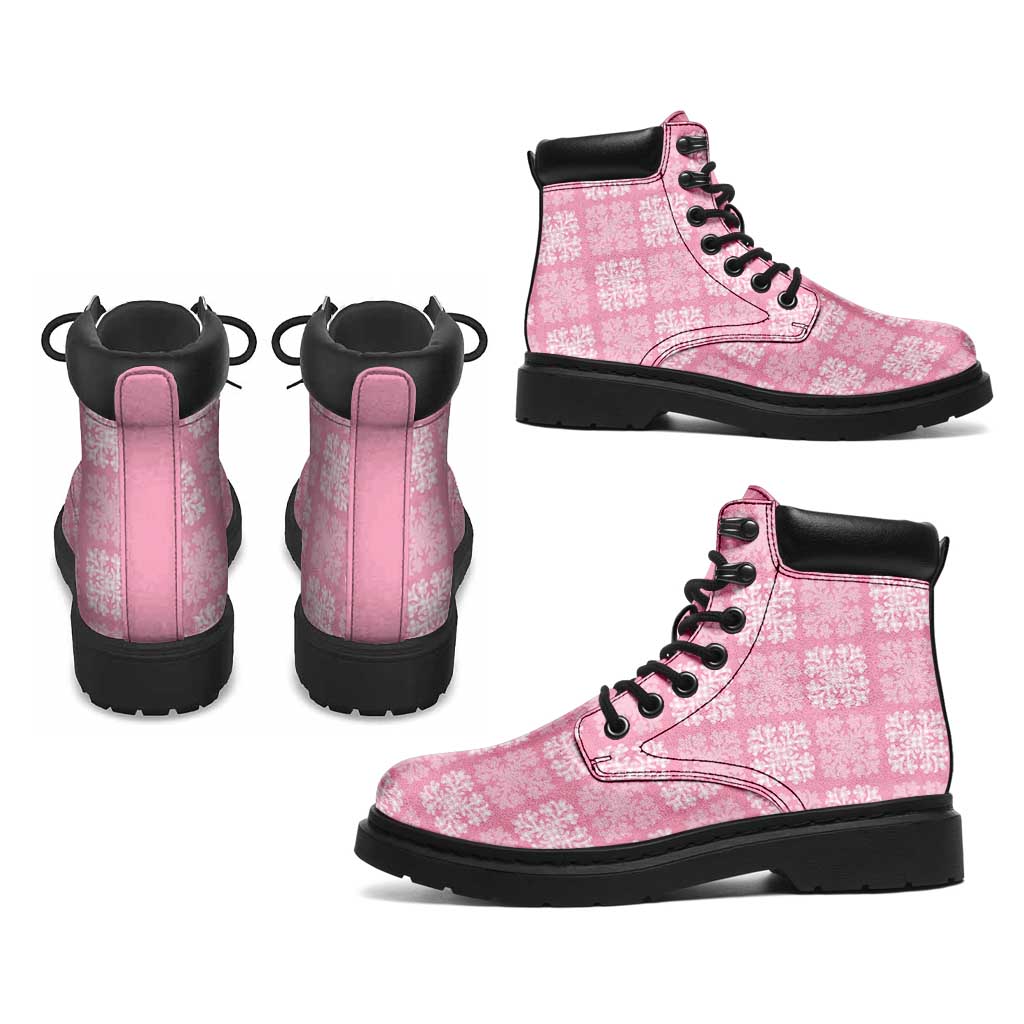 Pink Palaka Quilt Hawaii All Season Boots Traditional Hawaii-plaid Pattern LT14 - Polynesian Pride