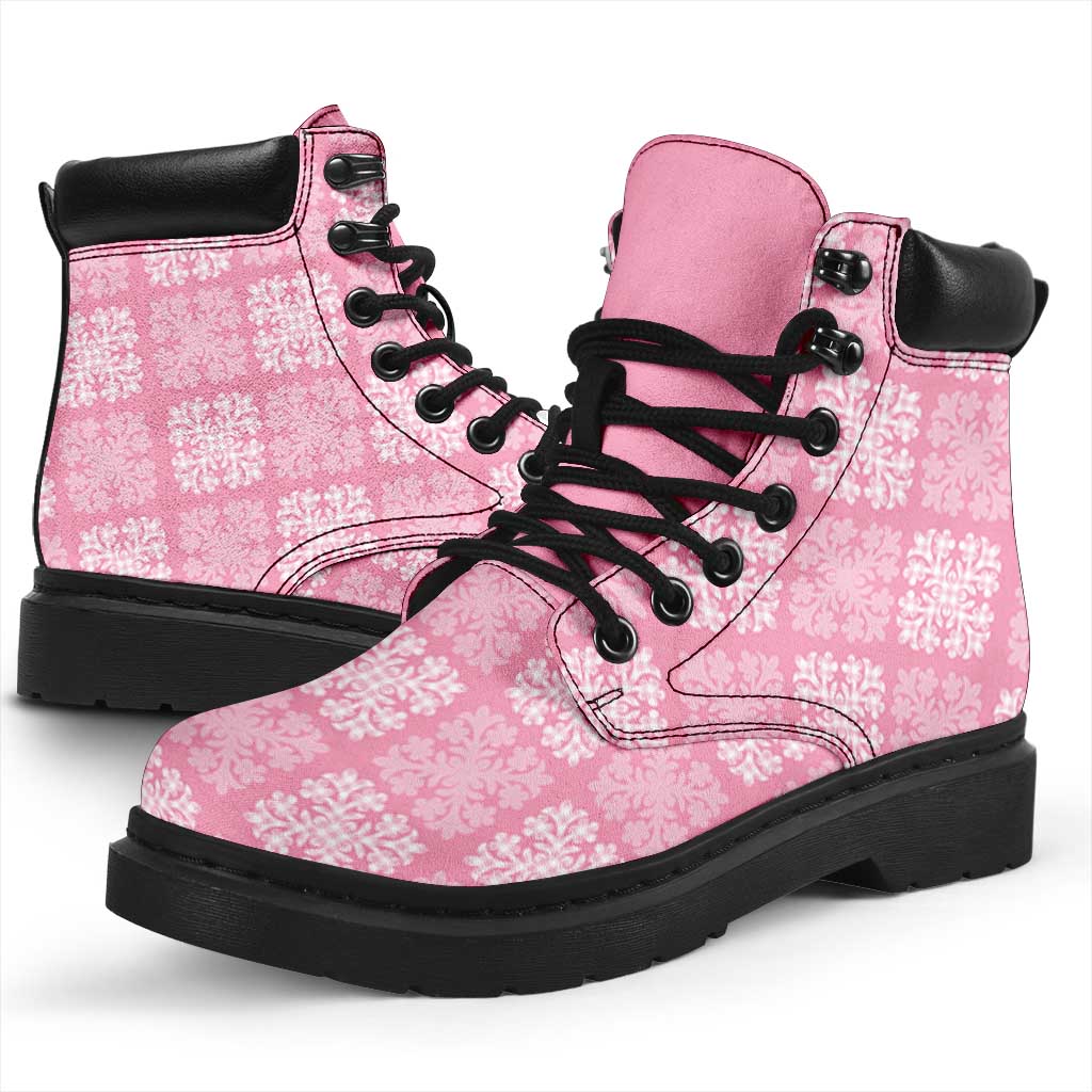 Pink Palaka Quilt Hawaii All Season Boots Traditional Hawaii-plaid Pattern LT14 - Polynesian Pride