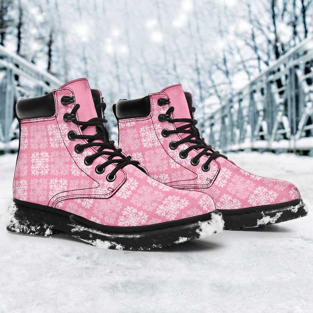 Pink Palaka Quilt Hawaii All Season Boots Traditional Hawaii-plaid Pattern LT14 - Polynesian Pride