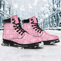 Pink Palaka Quilt Hawaii All Season Boots Traditional Hawaii-plaid Pattern LT14 - Polynesian Pride