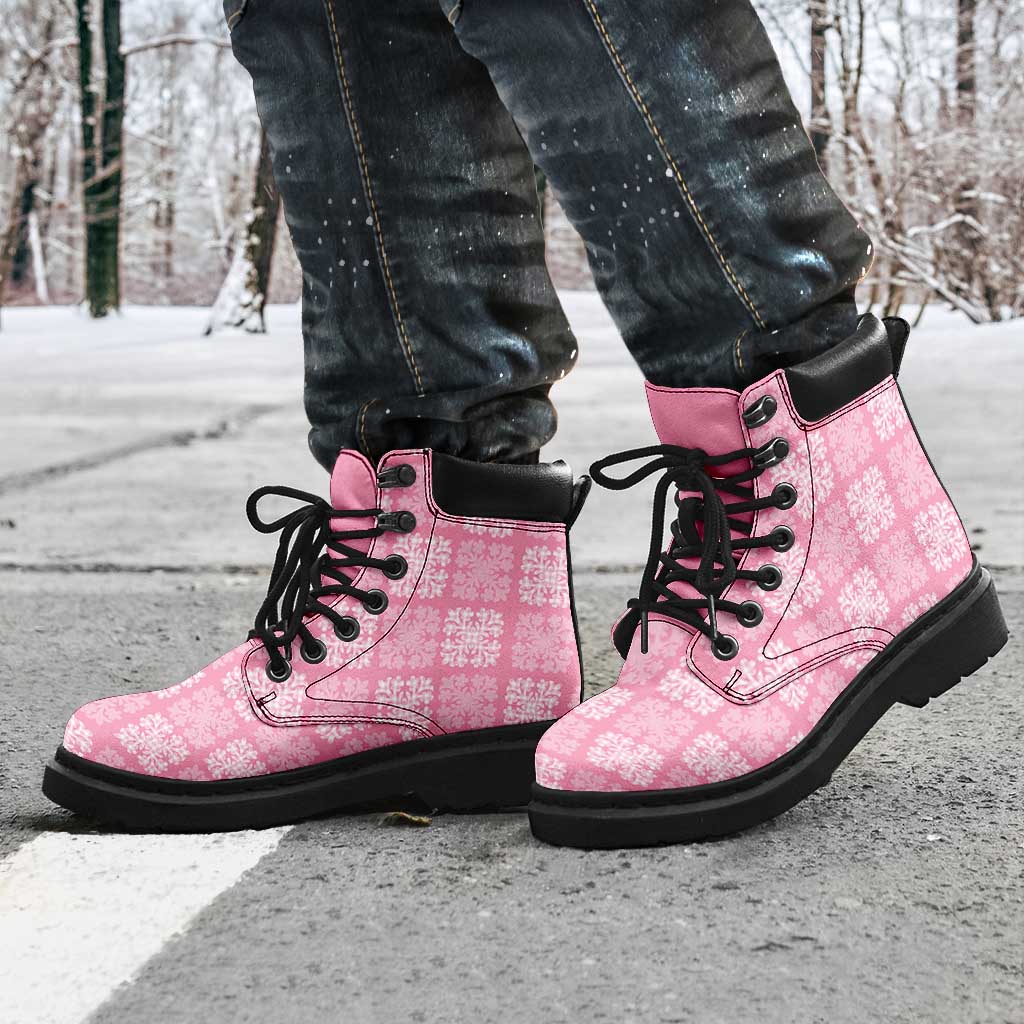 Pink Palaka Quilt Hawaii All Season Boots Traditional Hawaii-plaid Pattern LT14 - Polynesian Pride