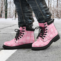 Pink Palaka Quilt Hawaii All Season Boots Traditional Hawaii-plaid Pattern LT14 - Polynesian Pride