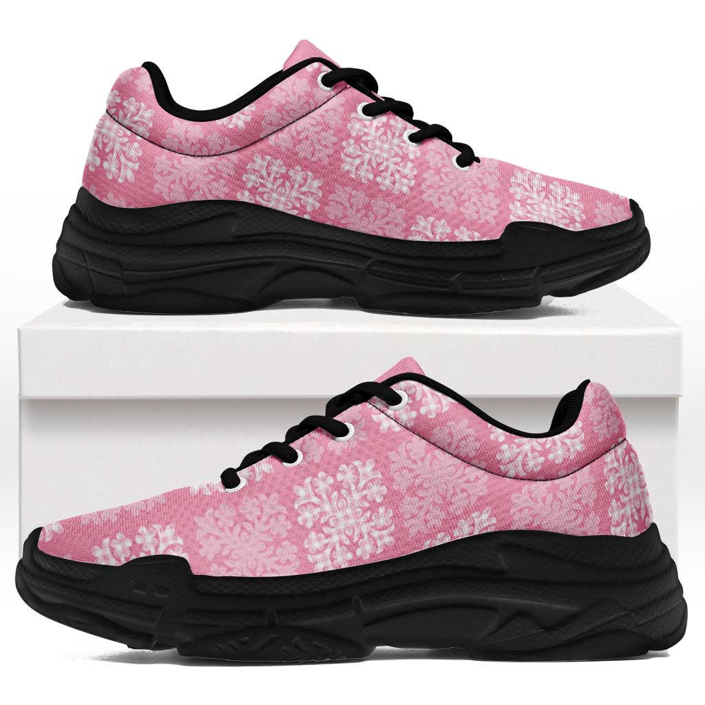 Pink Palaka Quilt Hawaii Chunky Sneakers Traditional Hawaii-plaid Pattern - Polynesian Pride