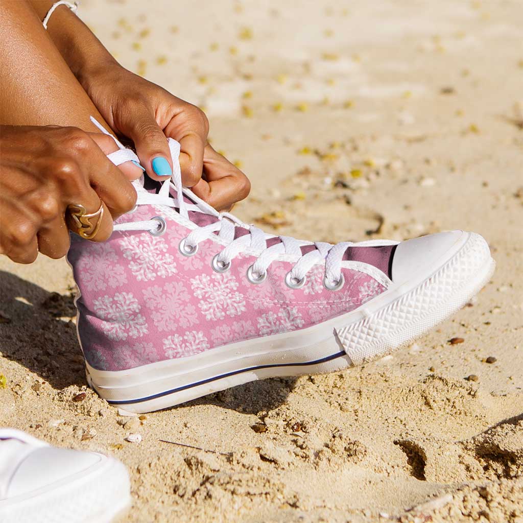 Pink Palaka Quilt Hawaii High Top Shoes Traditional Hawaii-plaid Pattern - Polynesian Pride