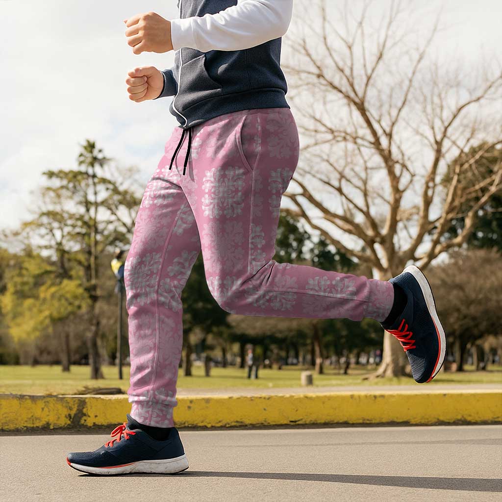 Pink Palaka Quilt Hawaii Jogger Pants Traditional Hawaii-plaid Pattern - Polynesian Pride