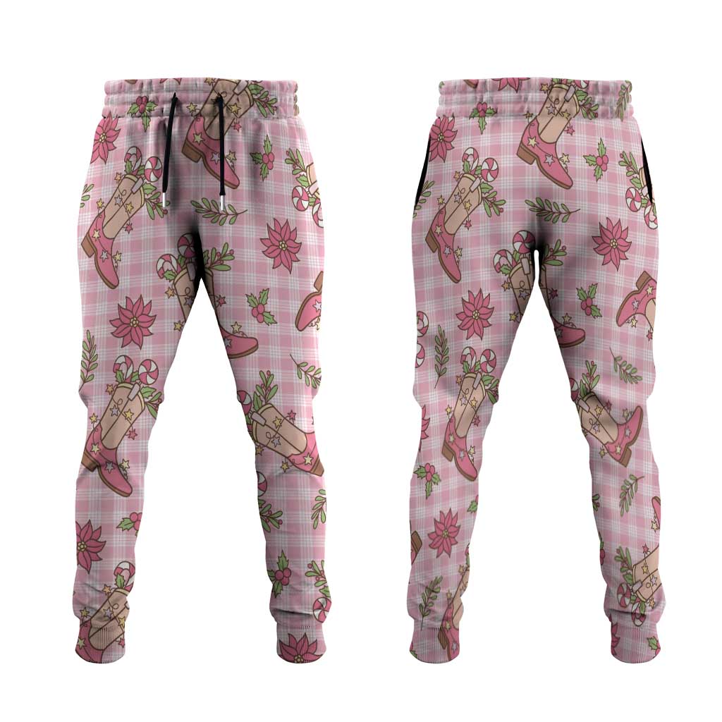 Pink Paniolo Palaka Hawaiian Cowgirl Christmas Jogger Pants LT9 Pink - Polynesian Pride