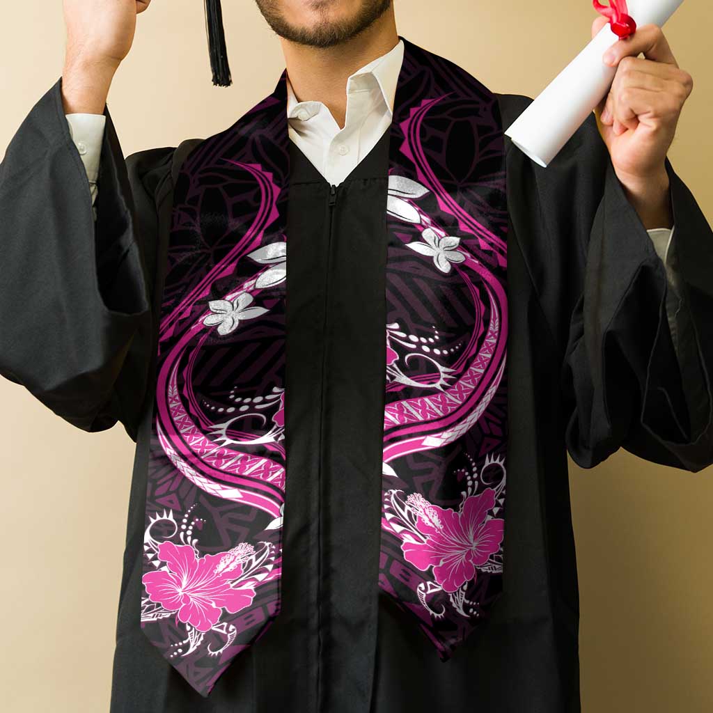Pink Polynesian Pattern With Tropical Flowers Graduation Stole LT05