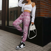 Pink Tonga Kilisimasi Fiefia Jogger Pants Pacific Patchwork Xmas Vibes - Polynesian Pride