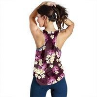 Pink Tropical Hawaii Women Racerback Tank Seamless Monstera Plumeria Hawaiian Pattern - Polynesian Pride