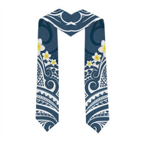 Plumeria With Blue Polynesian Tattoo Pattern Graduation Stole