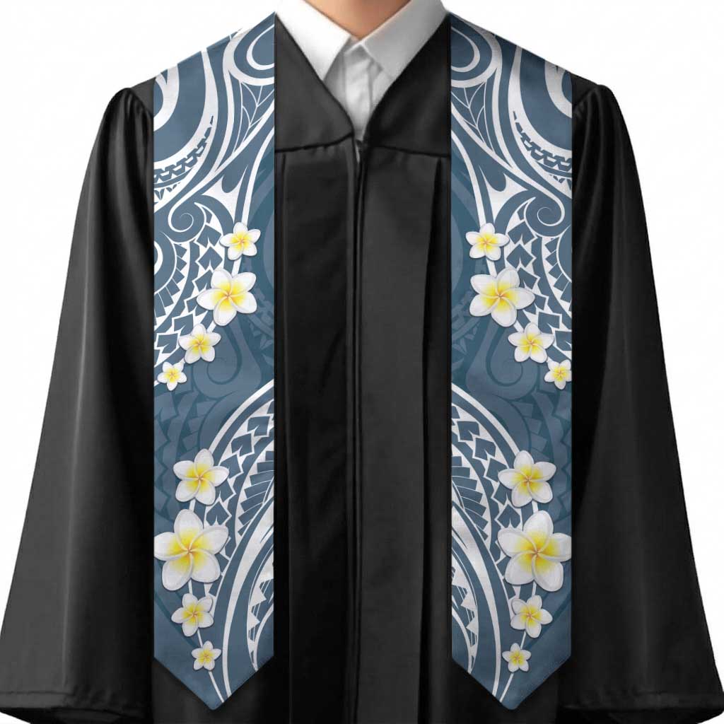Plumeria With Blue Polynesian Tattoo Pattern Graduation Stole