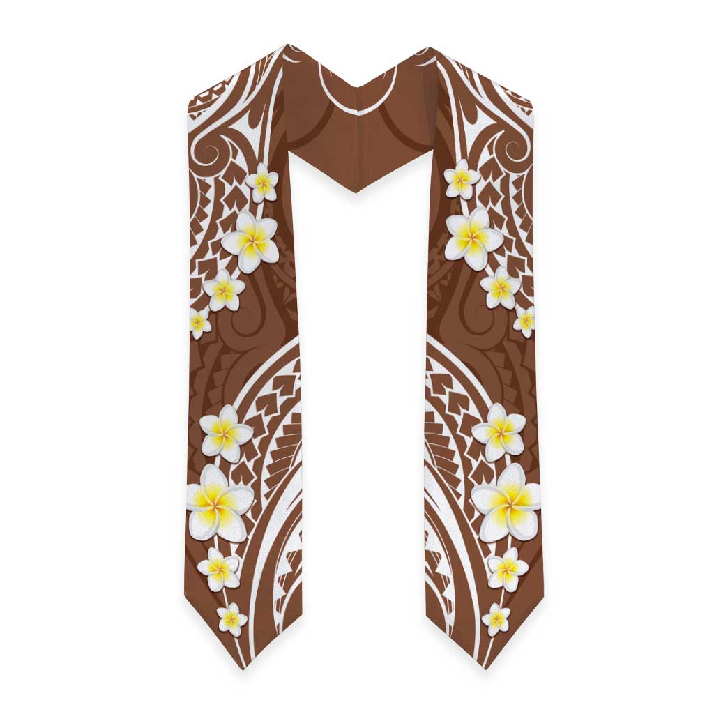 Plumeria With Brown Polynesian Tattoo Pattern Graduation Stole