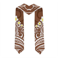 Plumeria With Brown Polynesian Tattoo Pattern Graduation Stole