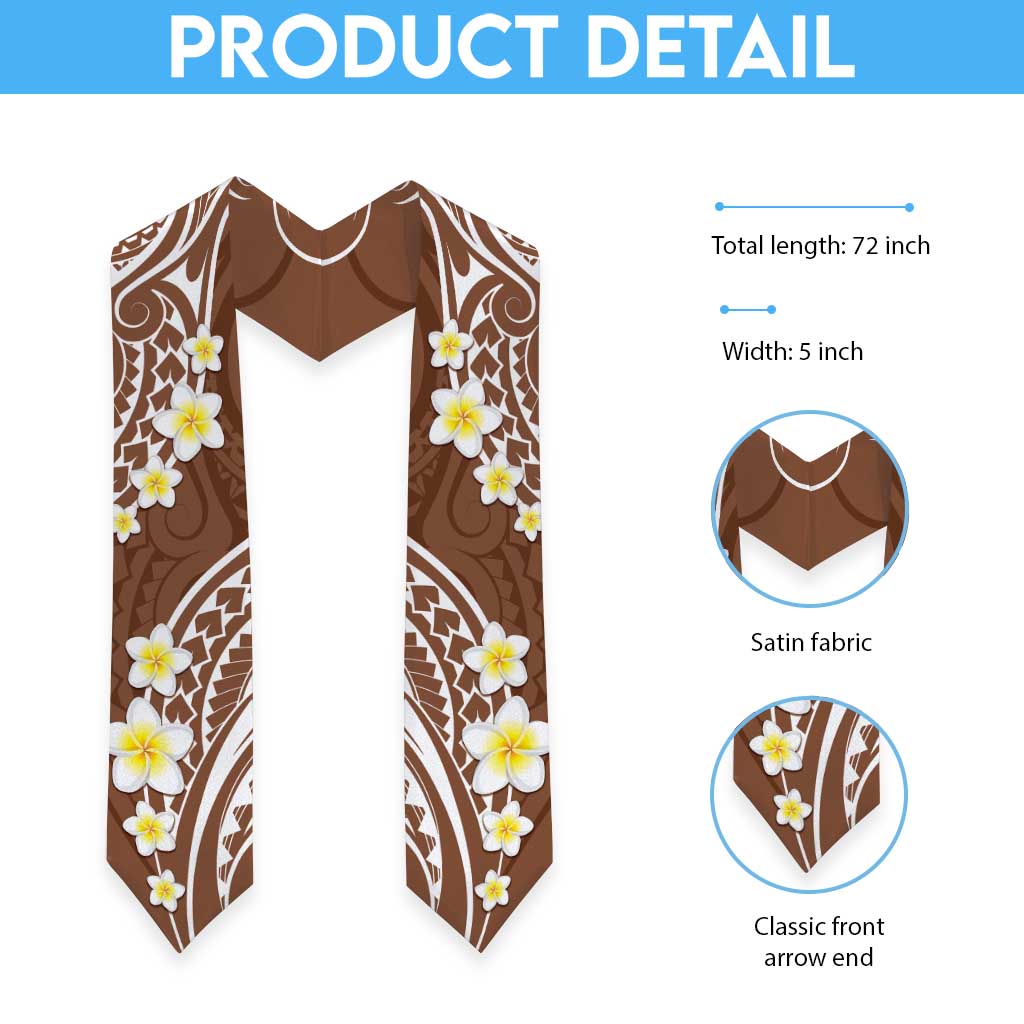 Plumeria With Brown Polynesian Tattoo Pattern Graduation Stole
